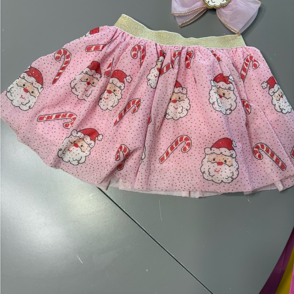 Pink Santa and Candy Cane Skirt